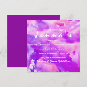 I'M VIOLET WATERCOLOR  Bat Mitzvah Invitation