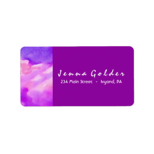 I'M VIOLET WATERCOLOR Bat Mitzvah Return Address Label