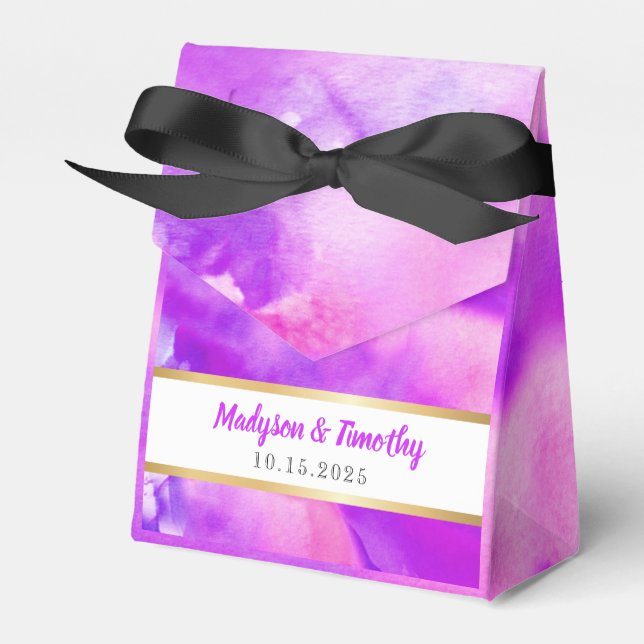 I'M VIOLET WATERCOLOR Wedding Gift Favour Box (Front Side)