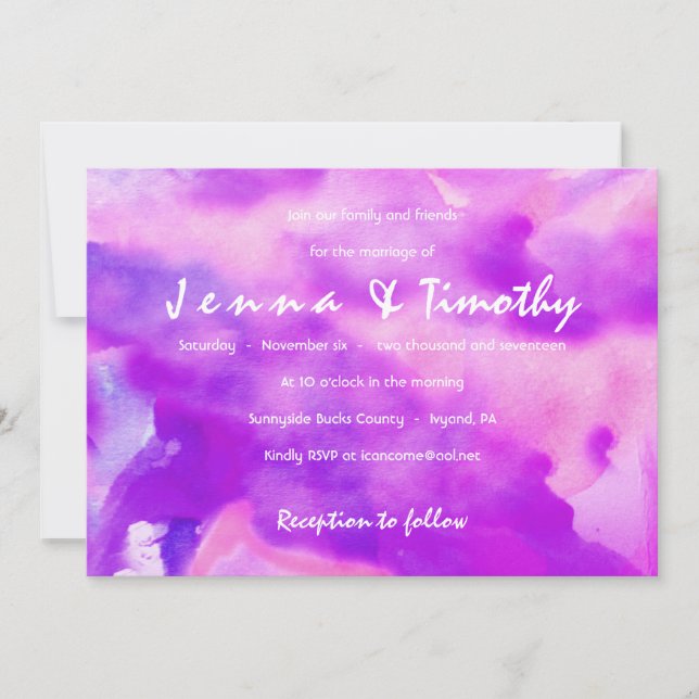 I'M VIOLET WATERCOLOR Wedding Invitation (Front)
