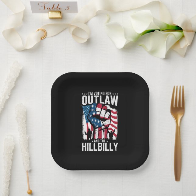 I'm Voting For the Outlaw and the Hillbilly 2024  Paper Plate (Wedding)