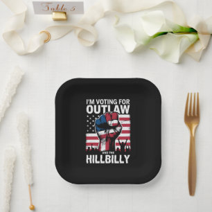 I'm Voting For the Outlaw And The Hillbilly 2024 U Paper Plate