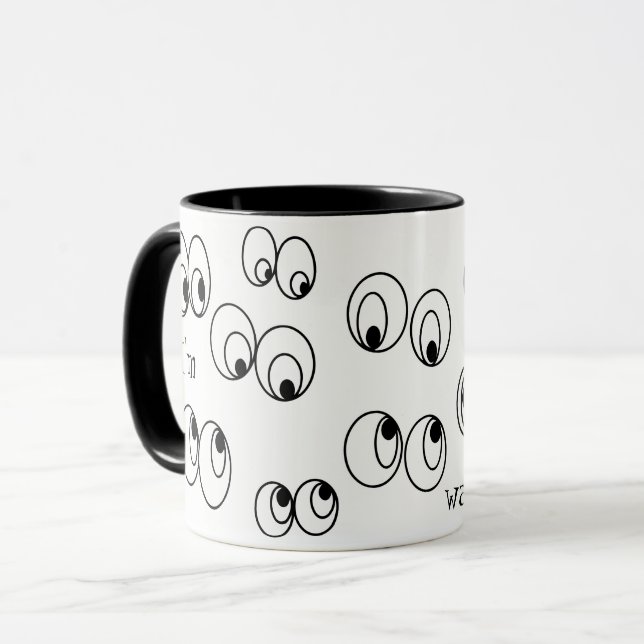 I'm watching you Funny Black and White Eyeballs Mug (Front Left)
