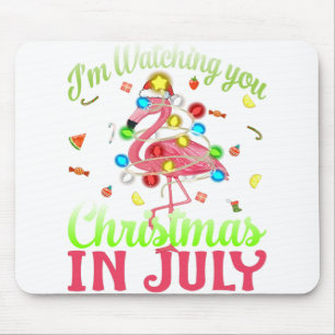 I'm Watching You Santa Christmas In July Flamingo. Mouse Mat