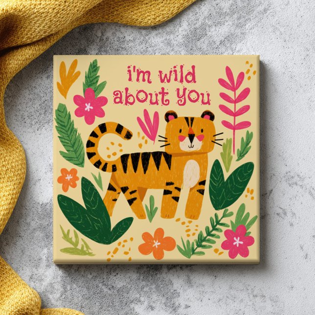 I'm Wild About You Cute Tiger Valentine's Day  Tile (Creator Uploaded)