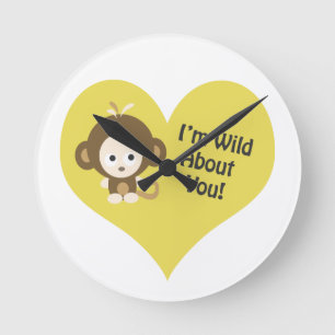 I'm Wild about You Monkey Round Clock