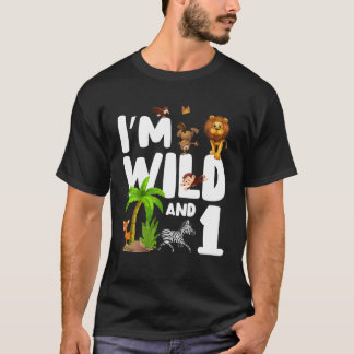 I'm Wild And One 1 Zoo Theme Birthday Safari Jungl T-Shirt