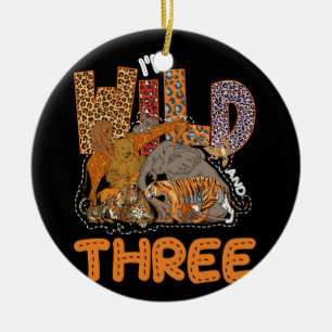 I'm Wild And Three Wildlife Animal Safari Jungle Z Ceramic Tree Decoration