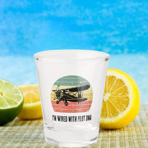 I'm wired with Pilot DNA, Vintage, Retro, Funny Shot Glass
