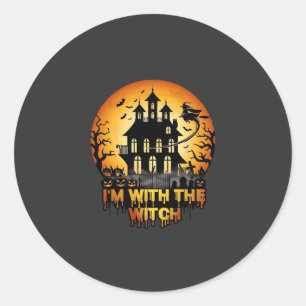 Im Witch Haunted House Full Moon Pumpkins Classic Round Sticker