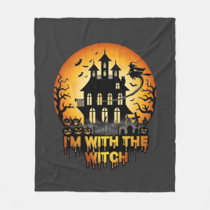 Im Witch Haunted House Full Moon Pumpkins Fleece Blanket