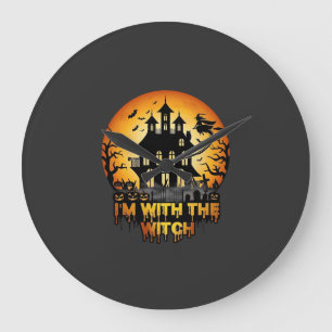 Im Witch Haunted House Full Moon Pumpkins Large Clock