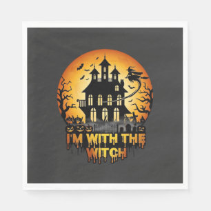 Im Witch Haunted House Full Moon Pumpkins Napkin