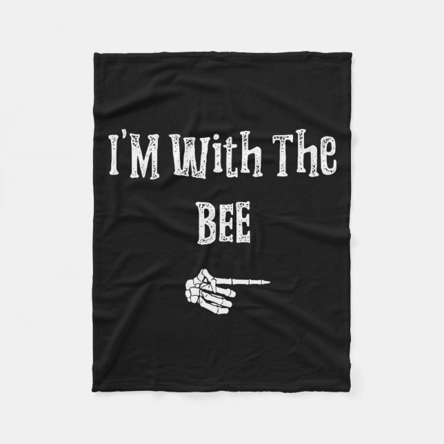 I'm With Bee Halloween Costume Funny Couples Match Fleece Blanket (Front)