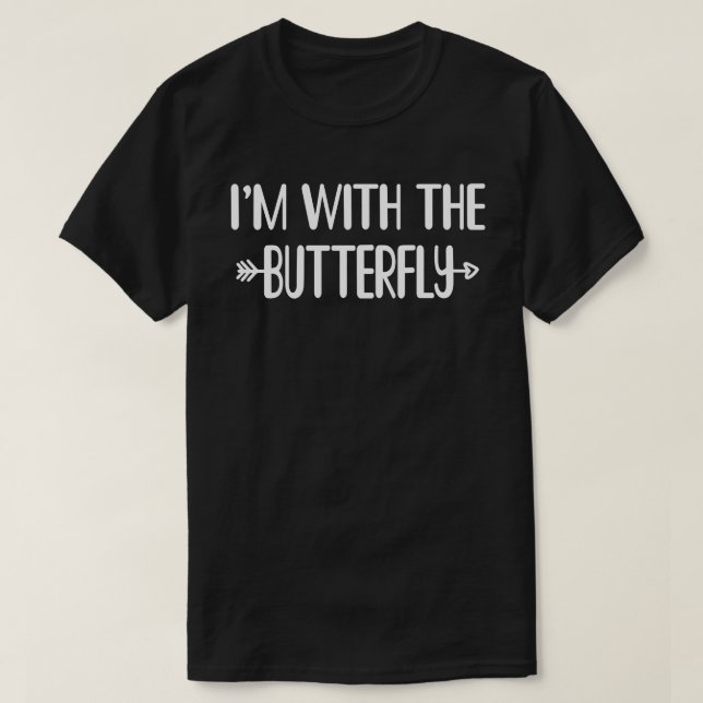 I'm With Butterfly Easy Halloween Matching Couples T-Shirt (Design Front)
