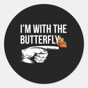 I'm With Butterfly Party Matching Couples Hallowee Classic Round Sticker