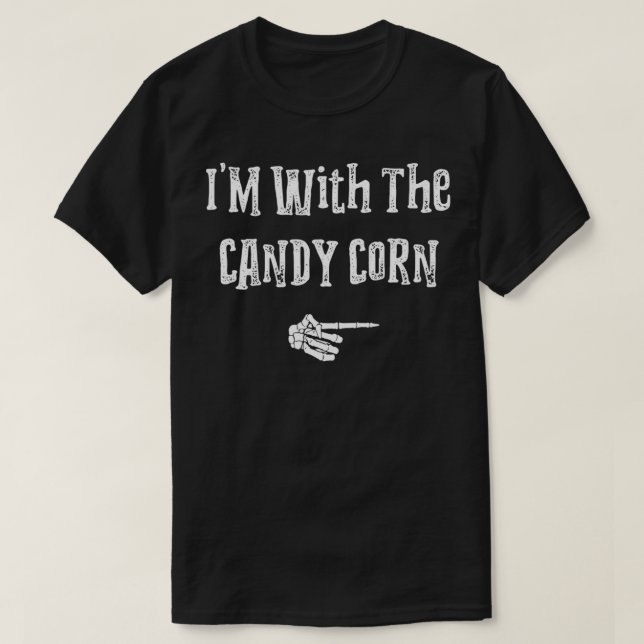 I'm With Candy corn Halloween Costume Funny Couple T-Shirt (Design Front)