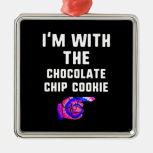 Im With Chocolate Chip Cookie Tie Dye Products Metal Tree Decoration