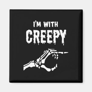 I'm With Creepy Skeleton Hand Halloween Magnet