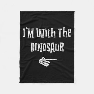 I'm With Dinosaur Halloween Costume Funny Couples Fleece Blanket
