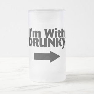 Im With Drunky Frosted Glass Beer Mug