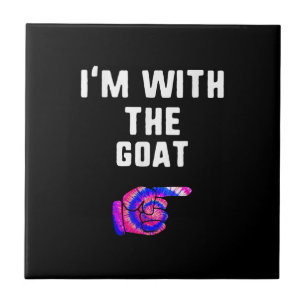 I'm With Goat Tie Dye Halloween Matching Couple Tile