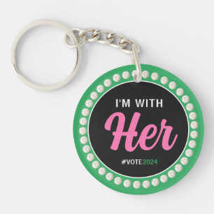 I'M WITH HER 2024 Pearls & Clover (Pink Green) Key Ring