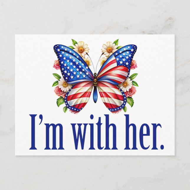 I'm With Her Cute Kamala Harris Butterfly Postcard (Front)
