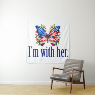 I'm With Her Cute Kamala Harris Butterfly Tapestry