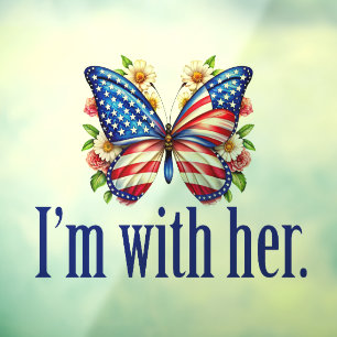 I'm With Her Cute Kamala Harris Butterfly Window Cling
