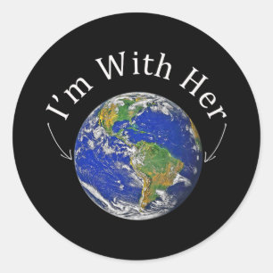 I'm With Her Earth Day Environmental Classic Round Sticker