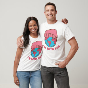 I'm With Her - Earth Day Graphic with Beanie T-Shirt