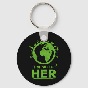 I'm With Her Earth Shirt Environment Awareness Ear Key Ring