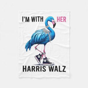 I'm With Her Harris W Flamingo Vote Blue  Fleece Blanket