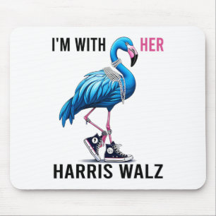 I'm With Her Harris W Flamingo Vote Blue Mouse Mat