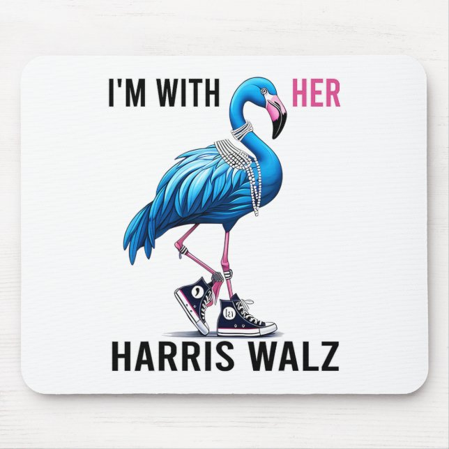I'm With Her Harris W Flamingo Vote Blue  Mouse Mat (Front)