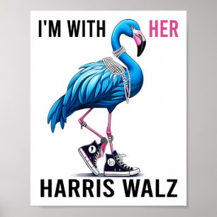I'm With Her Harris W Flamingo Vote Blue  Poster