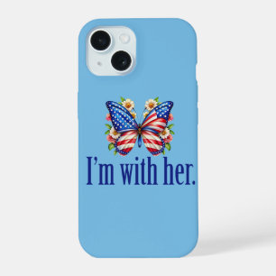I'm With Her Kamala Blue Butterfly iPhone 15 Case