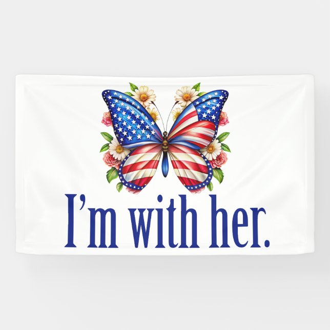 I'm With Her Kamala Harris for President Butterfly Banner (Horizontal)