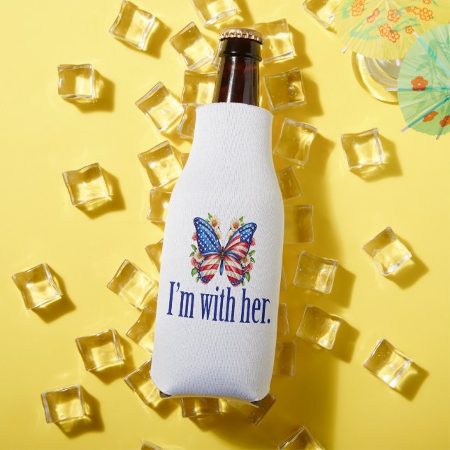 I'm With Her Kamala Harris for President Butterfly Bottle Cooler (In Situ Summer)