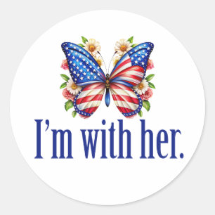 I'm With Her Kamala Harris for President Butterfly Classic Round Sticker