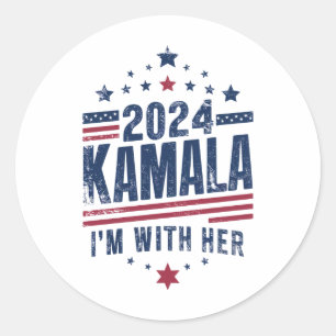 I'm With Her Kamala Vote For 2024 Kamala-Harris Classic Round Sticker