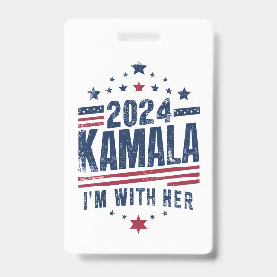 I'm With Her Kamala Vote For 2024 Kamala-Harris ID Badge