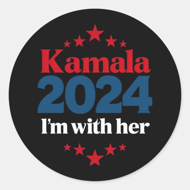 I'm With Her Kamala Vote For 2024 President Kamala Classic Round Sticker (Front)