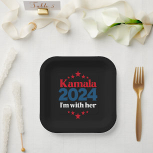 I'm With Her Kamala Vote For 2024 President Kamala Paper Plate