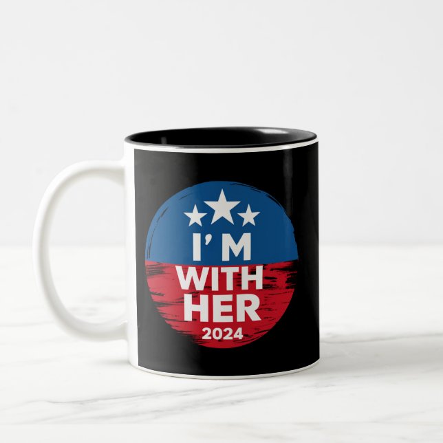 I'm With Her Kamala Vote For 2024 President Kamala Two-Tone Coffee Mug (Left)