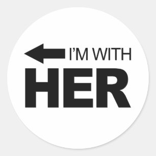 I'm with her (left) classic round sticker