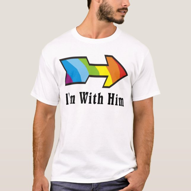 I'm With Him - Rainbow Arrow Left T-Shirt (Front)