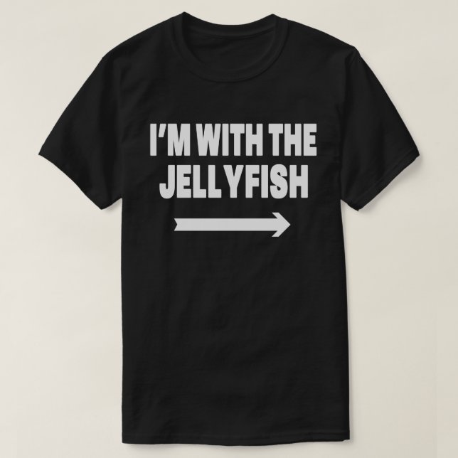 I'm With Jellyfish Easy Halloween Matching Couples T-Shirt (Design Front)