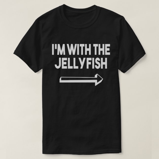 I'm With Jellyfish Easy Halloween Matching Couples T-Shirt (Design Front)